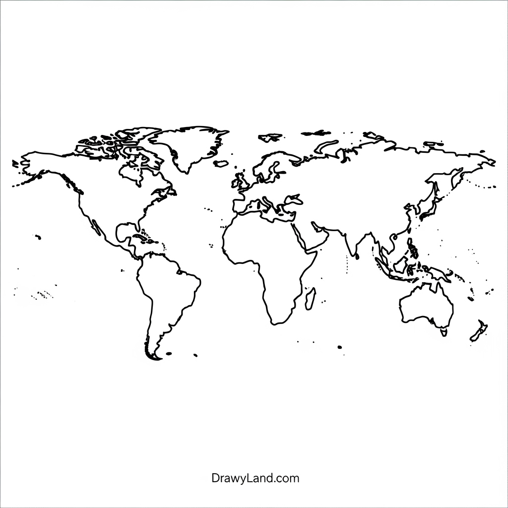 printable world map coloring sheet for early learners