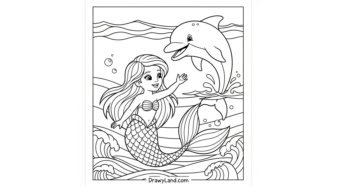 Free Printable Mermaid Color Pages A printable siren color page with underwater details