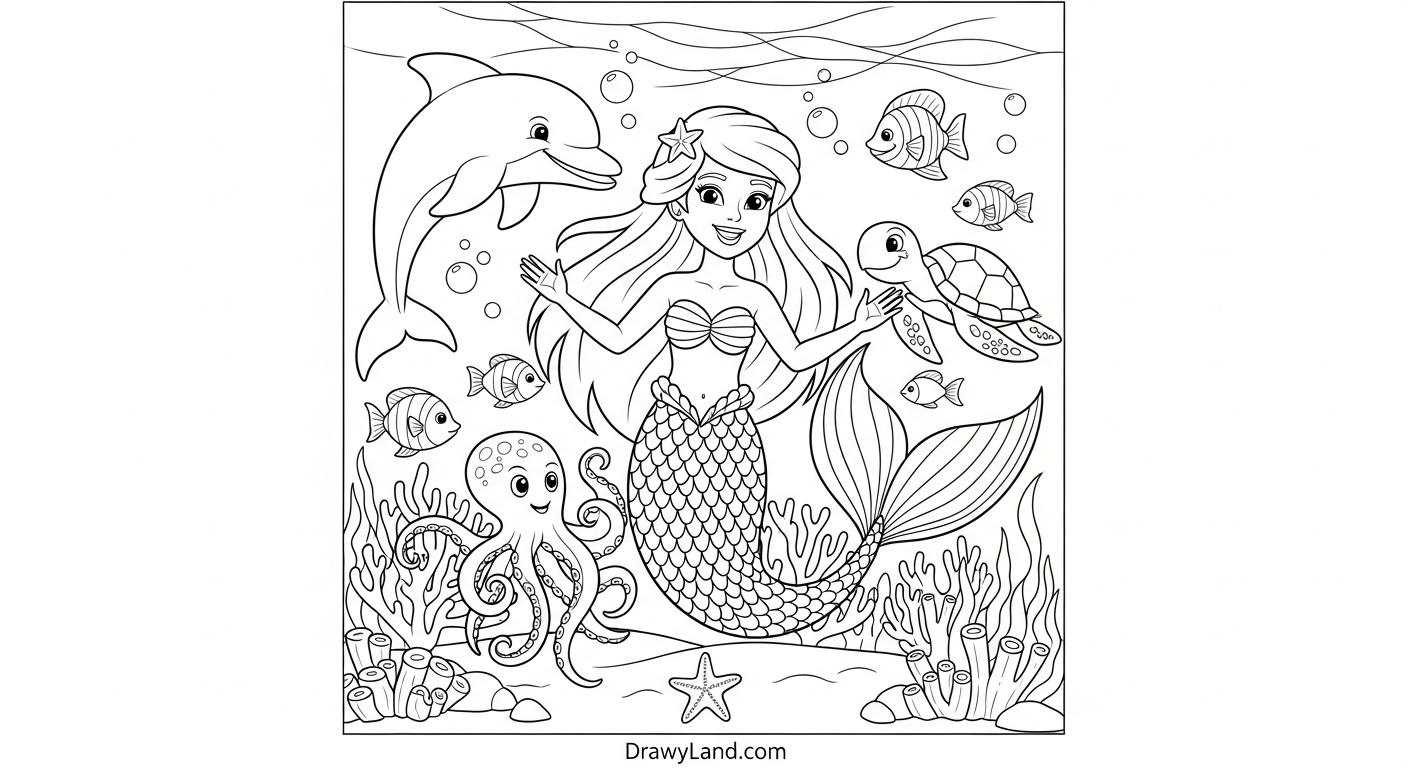 Free Printable Mermaid Images for Coloring easy mermaid images for coloring for preschoolers