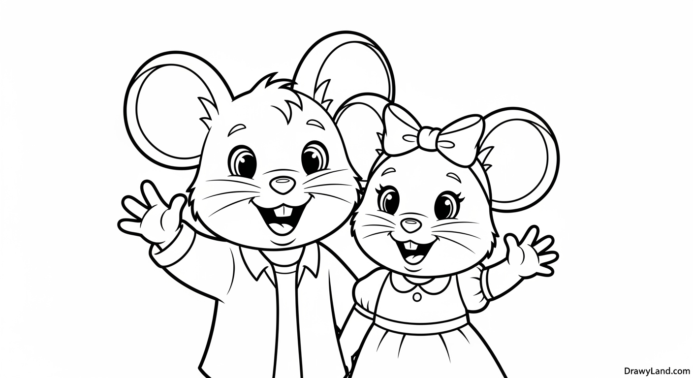 Free Printable Mickey and Minnie Pictures to Color Mickey and Minnie mouse with friends pictures to color
