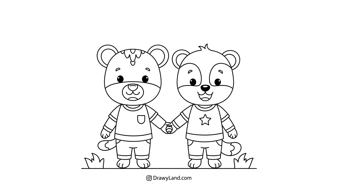 Free Printable Mickey Mouse and Friends Coloring Pages Mickey Mouse and his friends ready for coloring