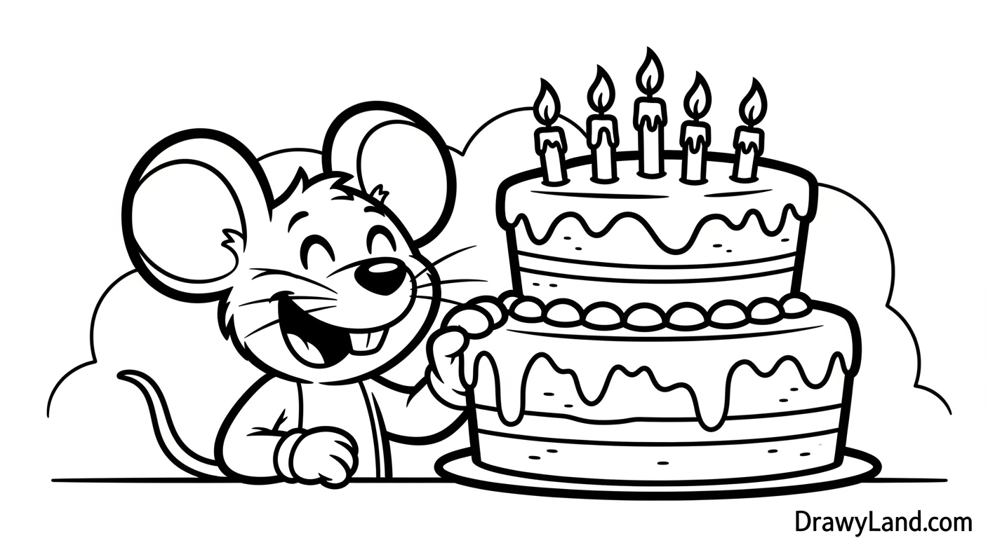 Free Printable Mickey Mouse Birthday Coloring Pages Mickey Mouse holding a birthday present coloring page