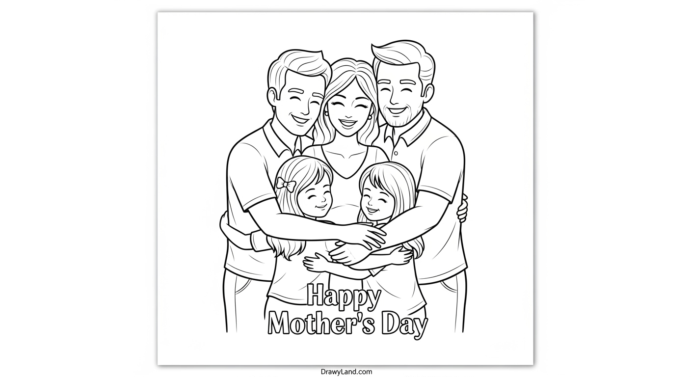 Free Printable Mother's Day Coloring Images Cute heart Mother's Day pictures to color