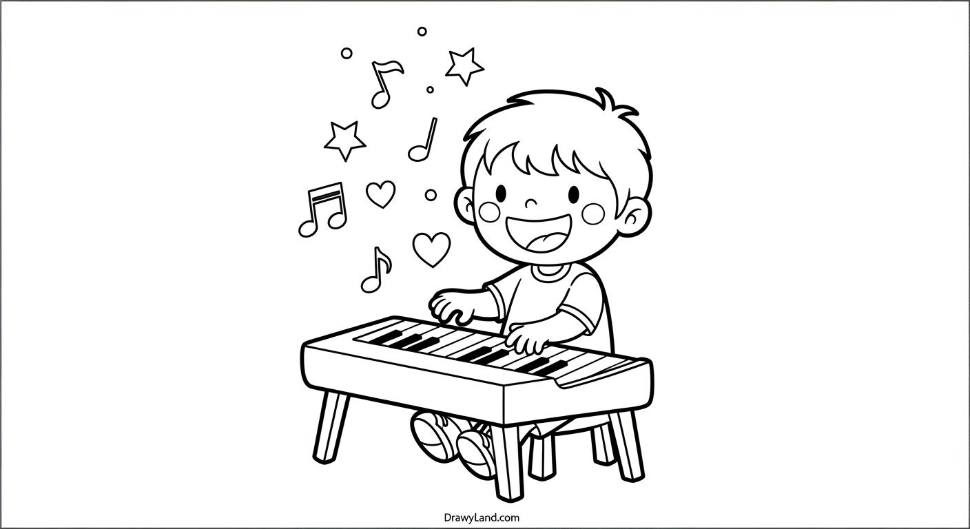 Free Printable Music Band Coloring Pages for Little Rockstars An easy music band coloring page for kindergarten kids