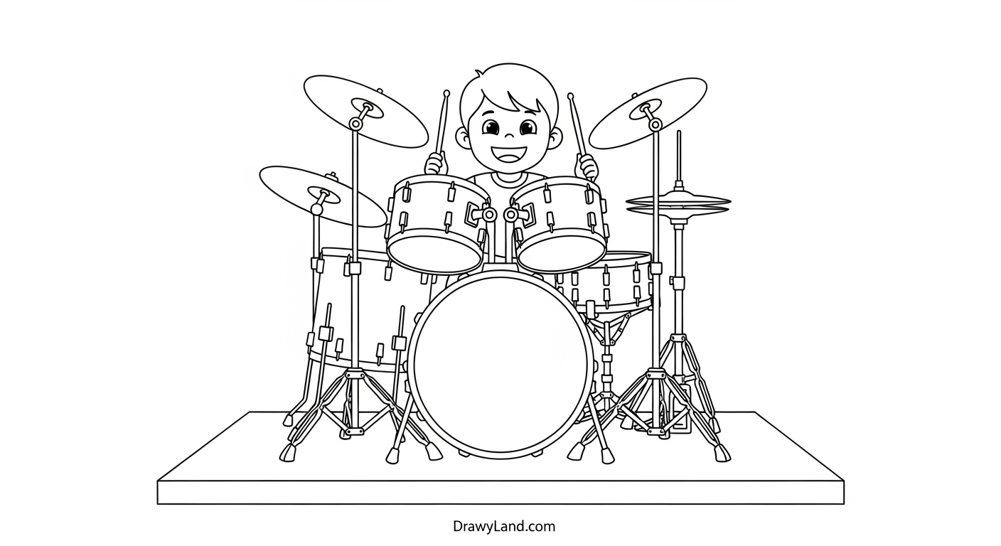 Free Printable Music Band Coloring Pages for Little Rockstars A cartoon animal rock band coloring page with a lion singer