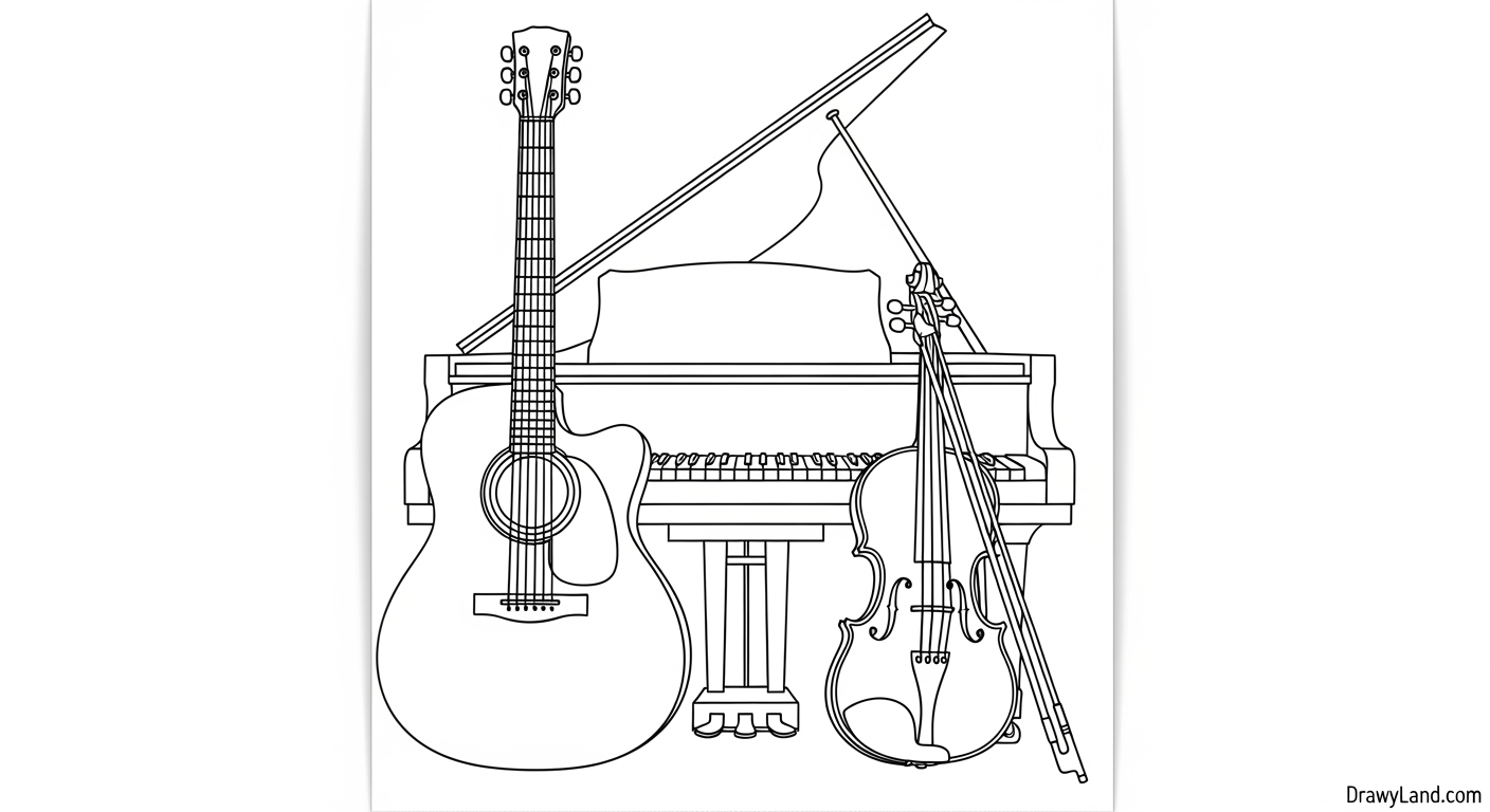 Free Printable Music Coloring Book Pages cartoon animals playing music coloring pages