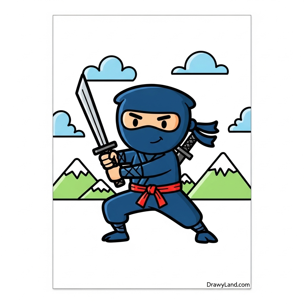 Free Printable Ninjas Coloring Pages cute cartoon ninja coloring template for preschool