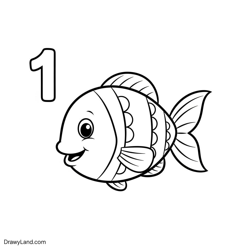 Printable number one coloring page with a single star