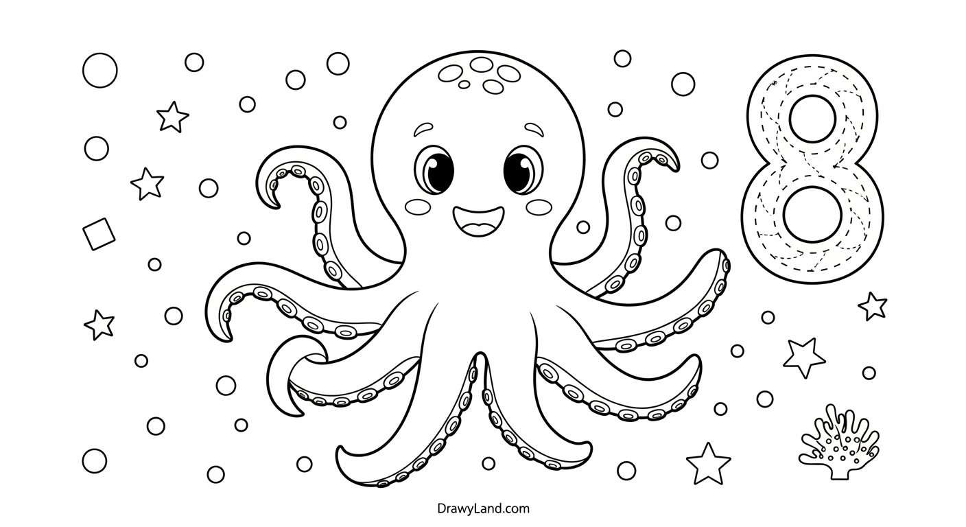 Free Printable Number 8 Coloring Pages easy number 8 coloring for fine motor skills