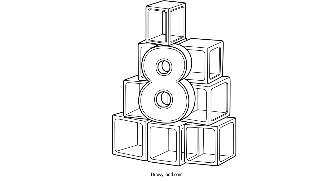 Free Printable Number 8 Coloring Pages how to draw and color number 8 worksheet