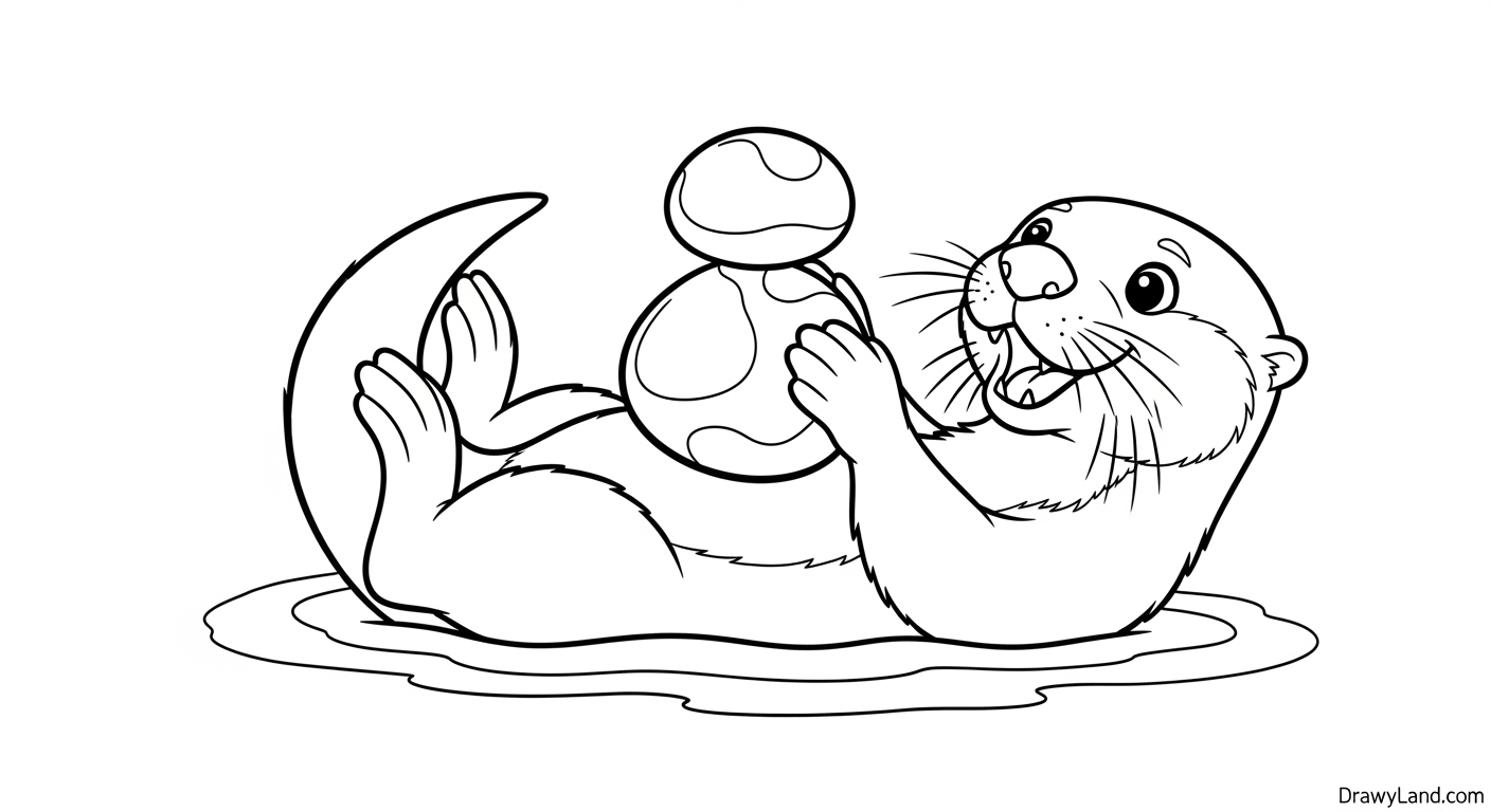 Delightful Otter Coloring Page: Free & Printable for Kids playful sea otter coloring page floating on back