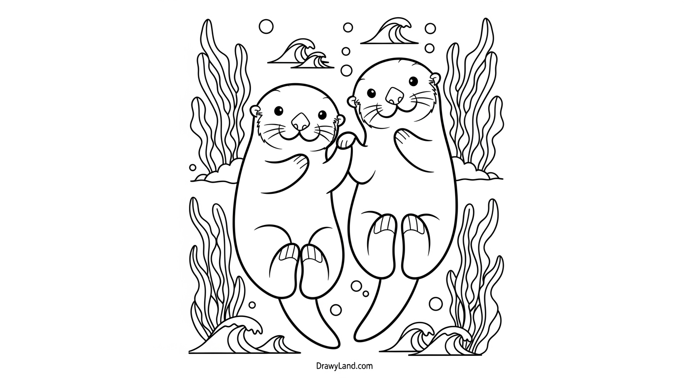 Delightful Otter Coloring Page: Free & Printable for Kids cute baby otter coloring page for preschoolers