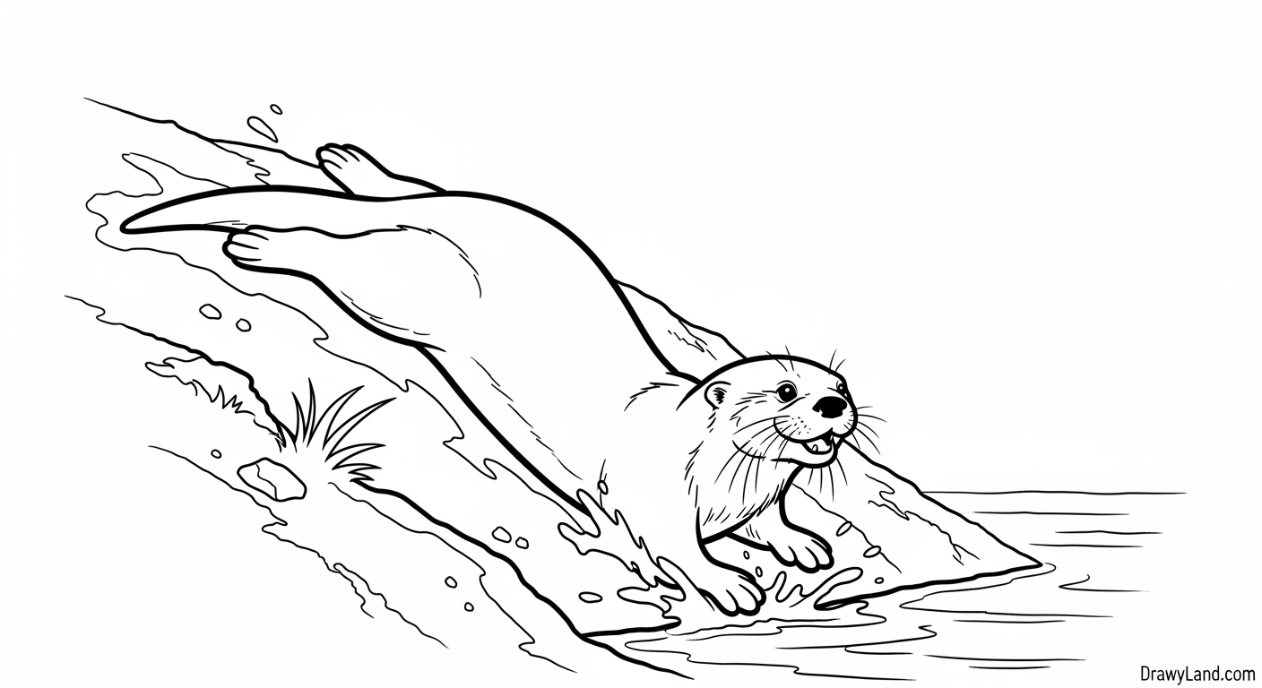 Delightful Otter Coloring Page: Free & Printable for Kids otter coloring outline for creative kids crafts