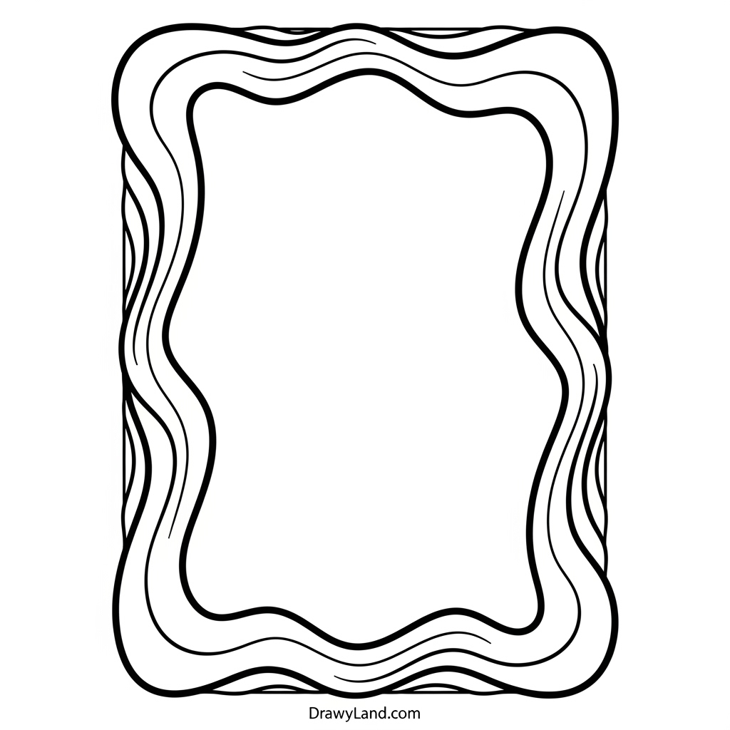 A detailed border design coloring page for a photo frame