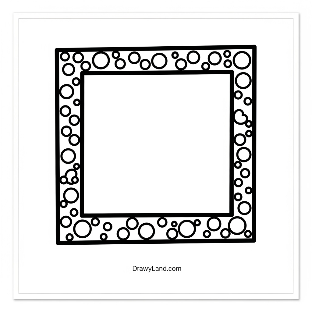 A child holding a colored picture border coloring sheet for a gift