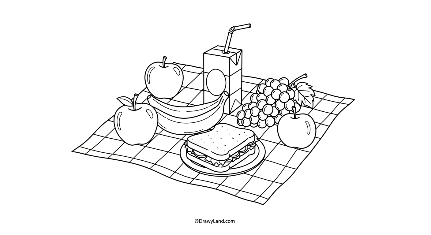 Free Printable Picnic Coloring Pages for Kids easy printable picnic scene for a preschool craft project