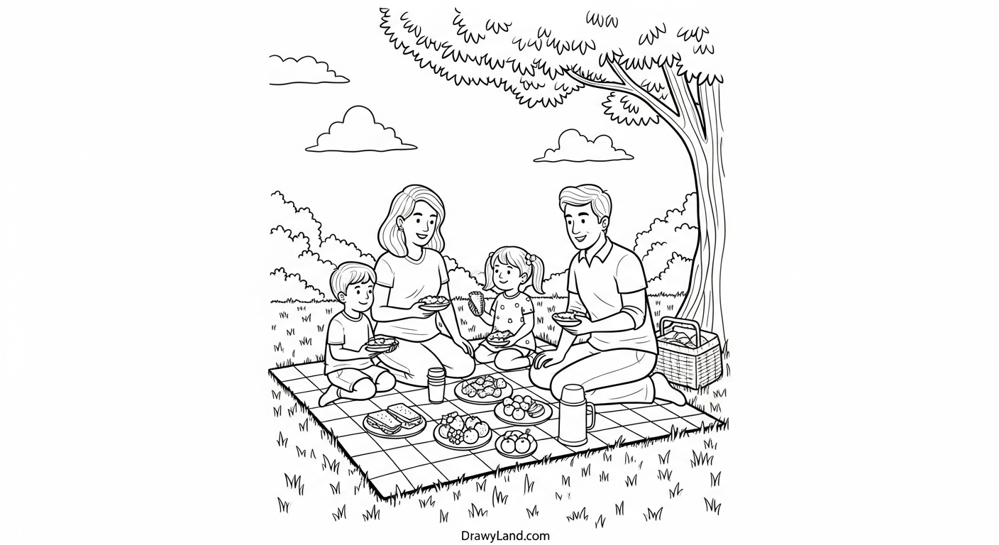 Free Printable Picnic Coloring Pages for Kids cute teddy bear picnic coloring page for preschoolers