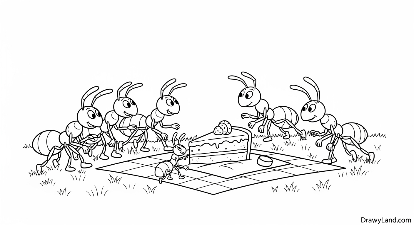 Free Printable Picnic Coloring Pages for Kids heartwarming family picnic coloring sheet for children