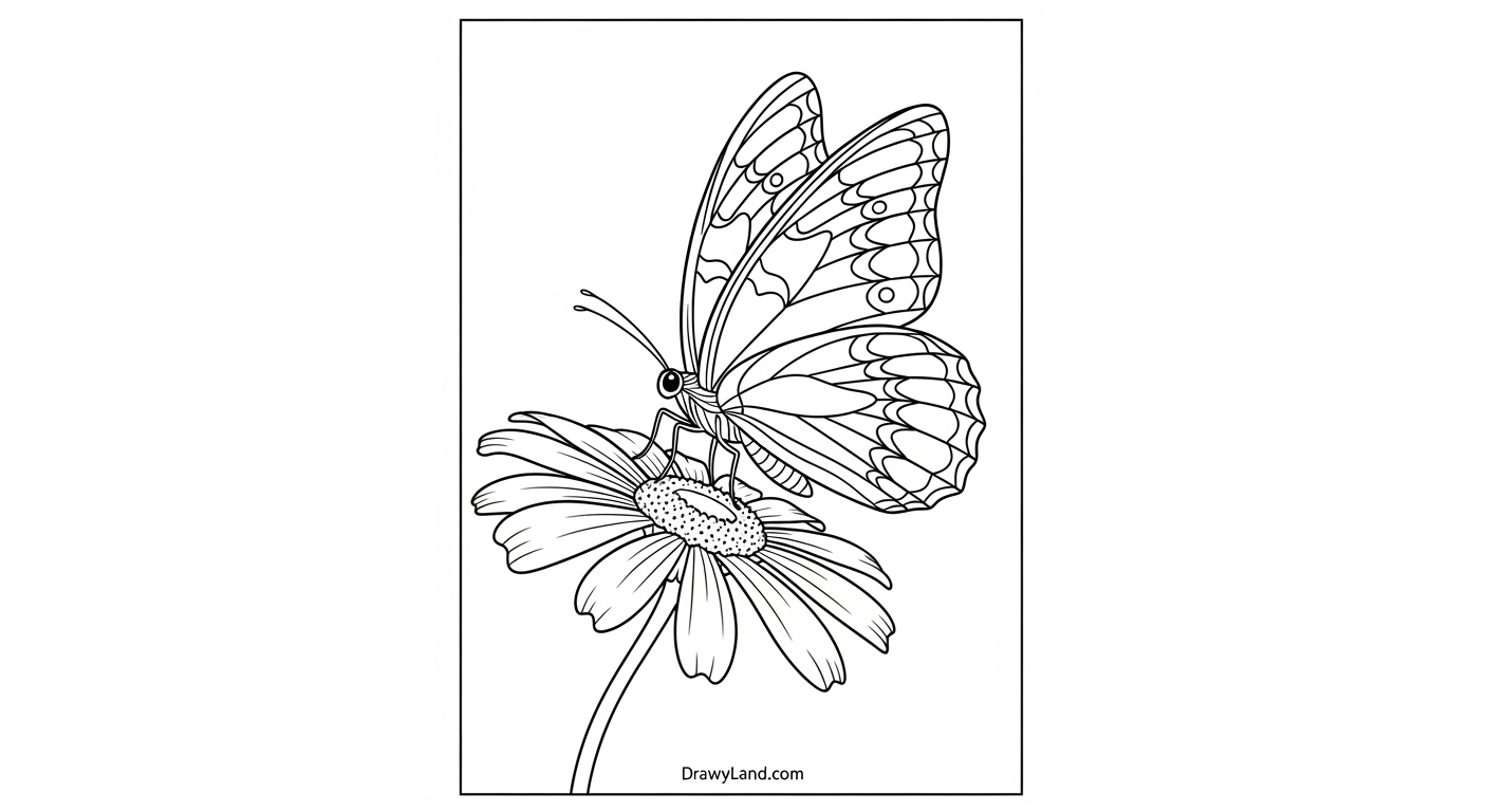 Free Printable Pictures to Color of Flowers and Butterflies simple pictures to color of flowers and butterflies for preschoolers