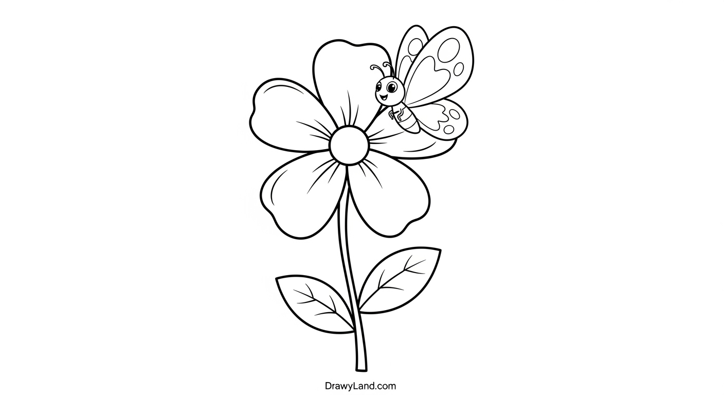 Free Printable Pictures to Color of Flowers and Butterflies spring garden scene with pictures to color of flowers and butterflies