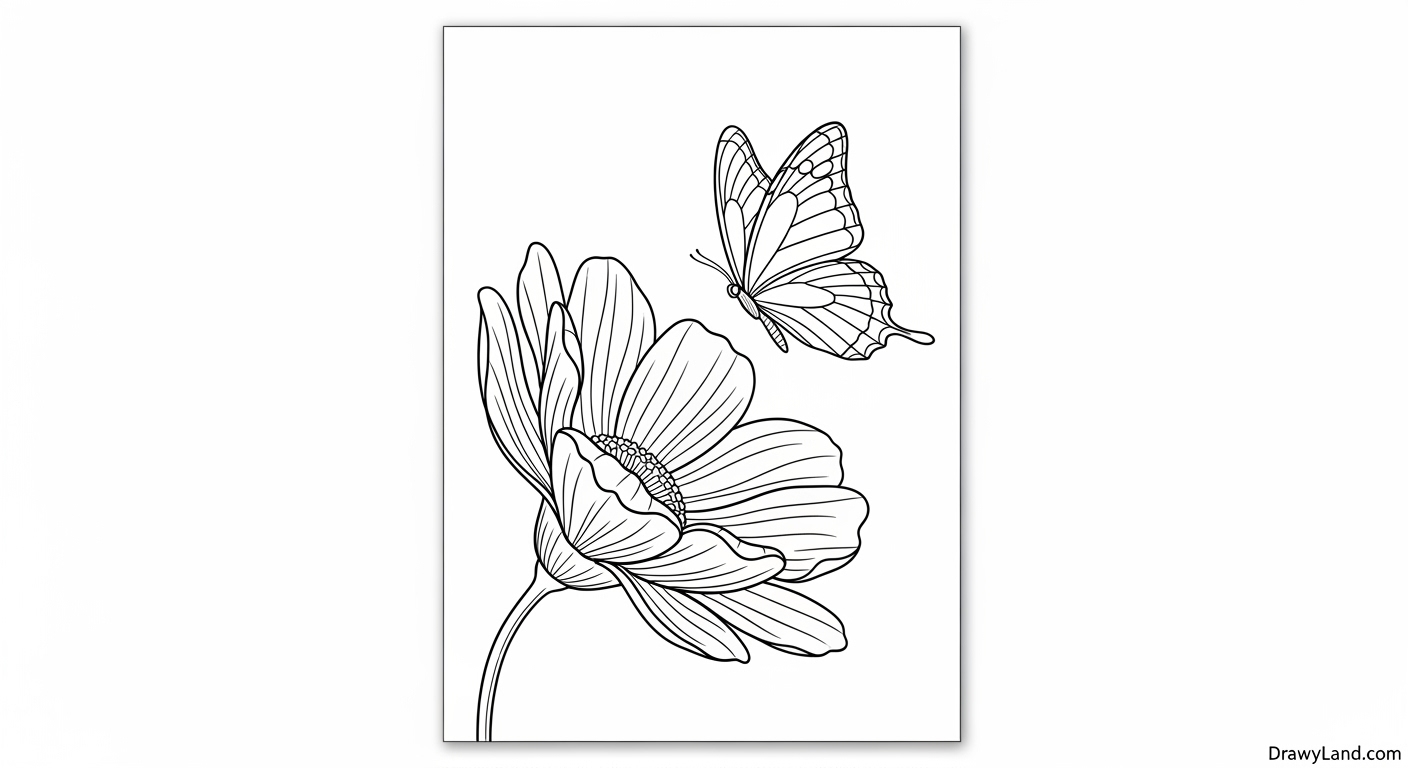 Free Printable Pictures to Color of Flowers and Butterflies free printable pictures to color of flowers and butterflies in a meadow