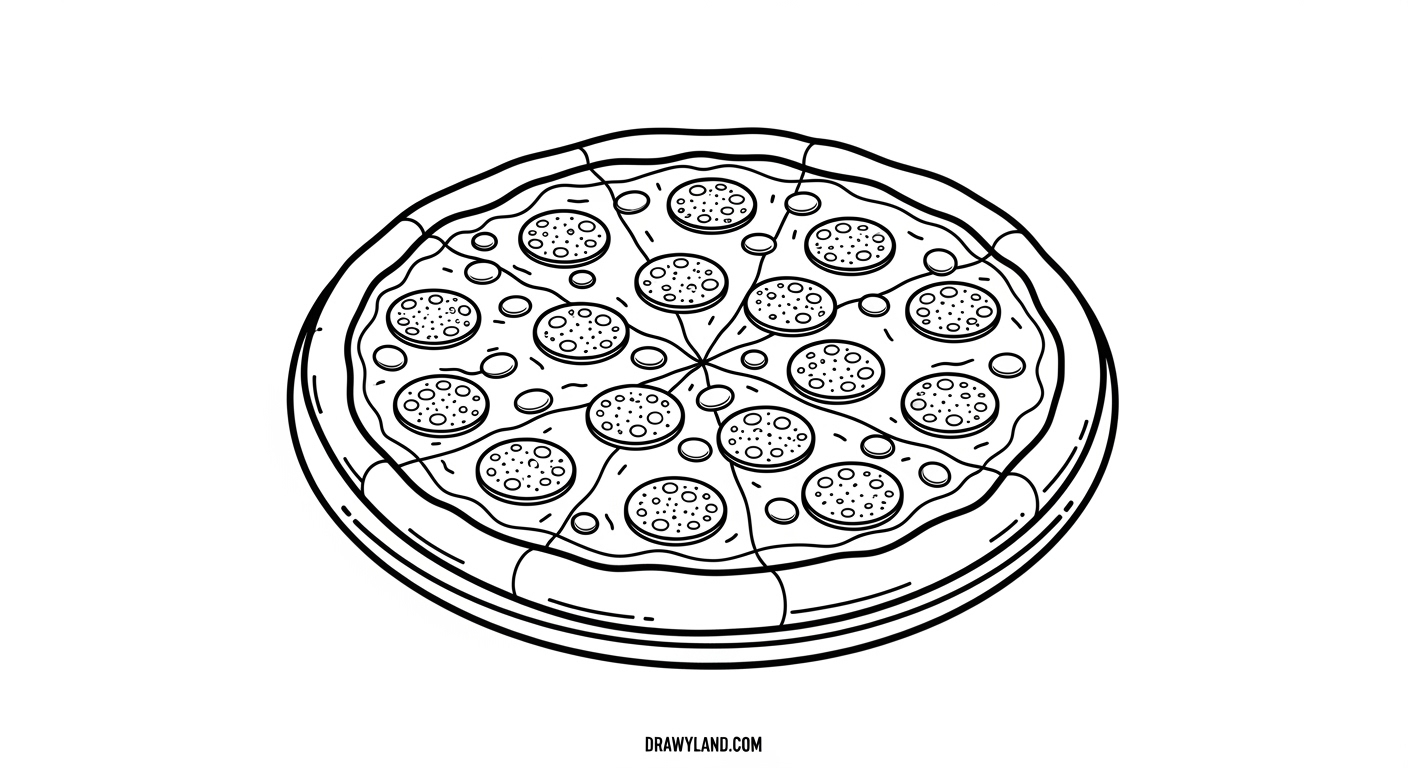 Free Printable Pizza Coloring Page for Kids pepperoni pizza slice coloring page