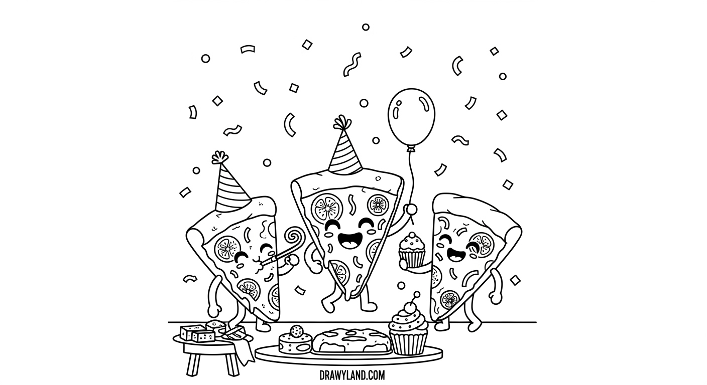 Free Printable Pizza Coloring Page for Kids free pizza party coloring activity sheet