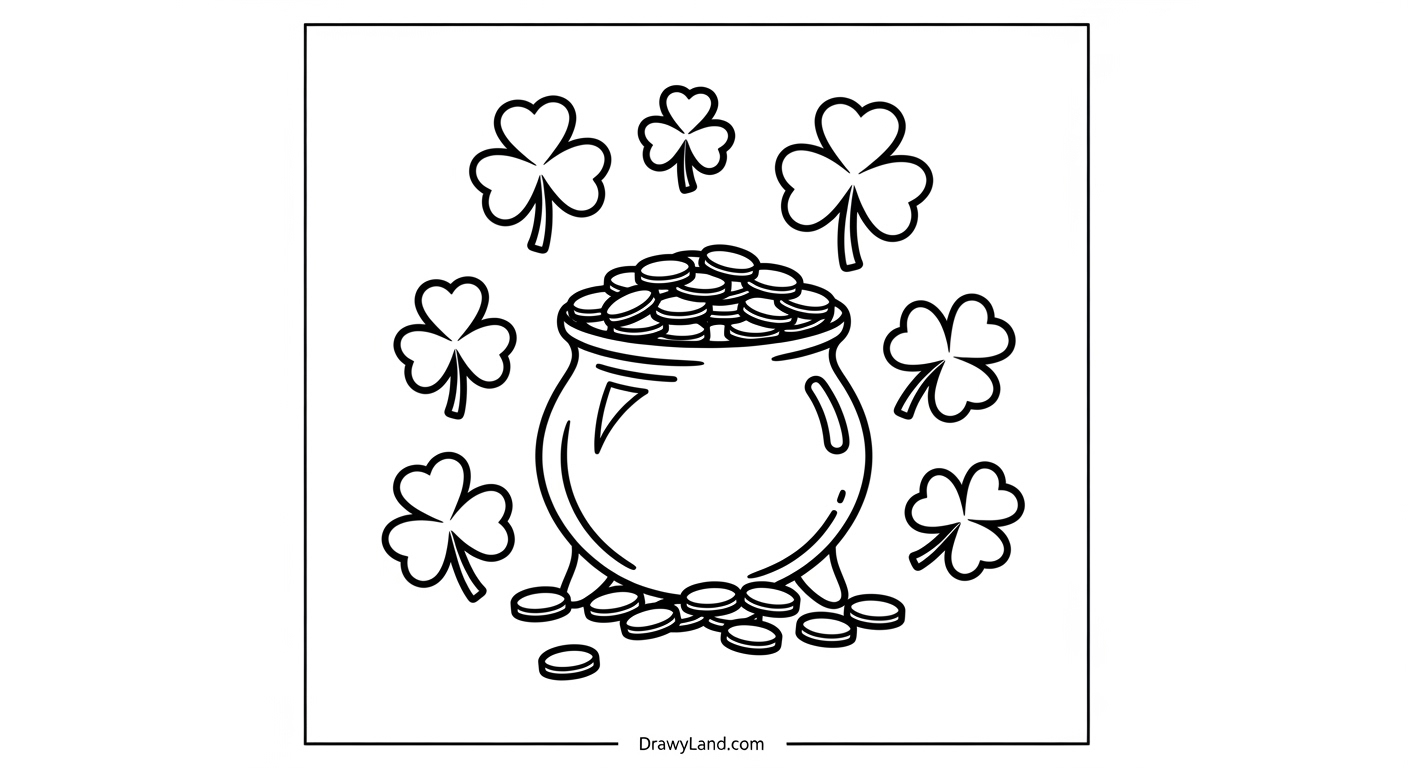 Free Printable Pot of Gold Coloring Page leprechaun with pot of gold coloring page
