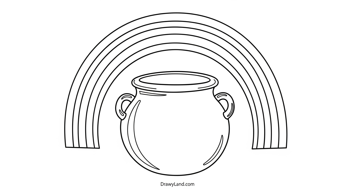 Free Printable Pot of Gold Coloring Page St. Patrick's Day pot of gold coloring page for kids