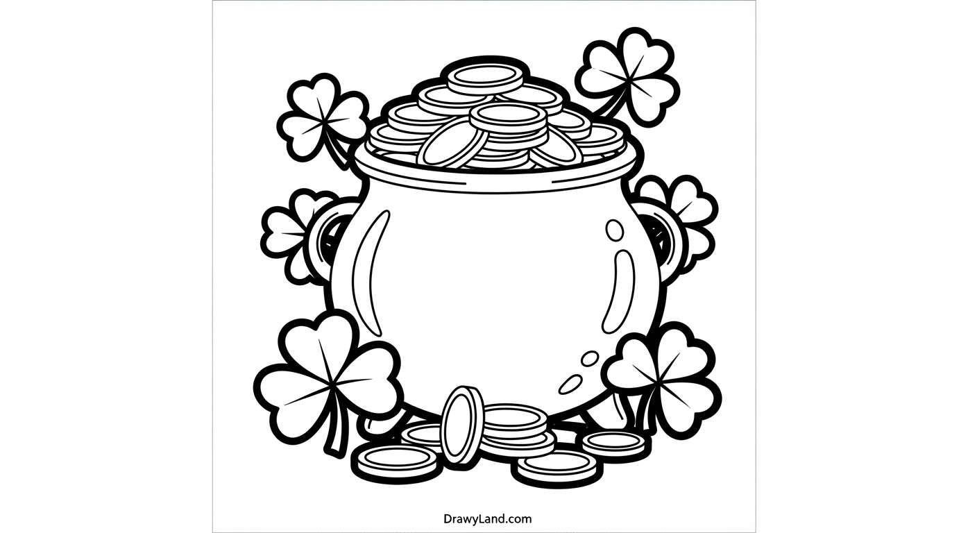 Free Printable Pot of Gold Coloring Page cute pot of gold coloring page decoration idea