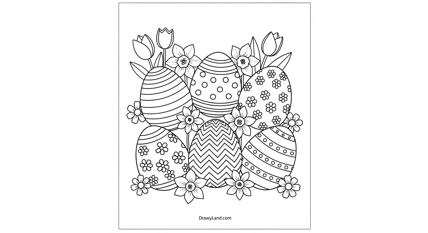 Free Printable Easter Egg Coloring Pages detailed patterned Easter egg coloring page