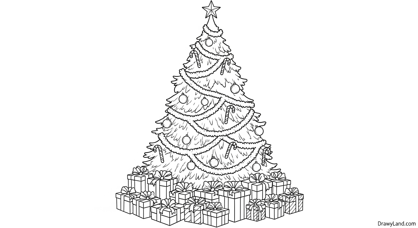 Free Printable Christmas Tree Coloring Pages simple christmas tree coloring page for preschoolers