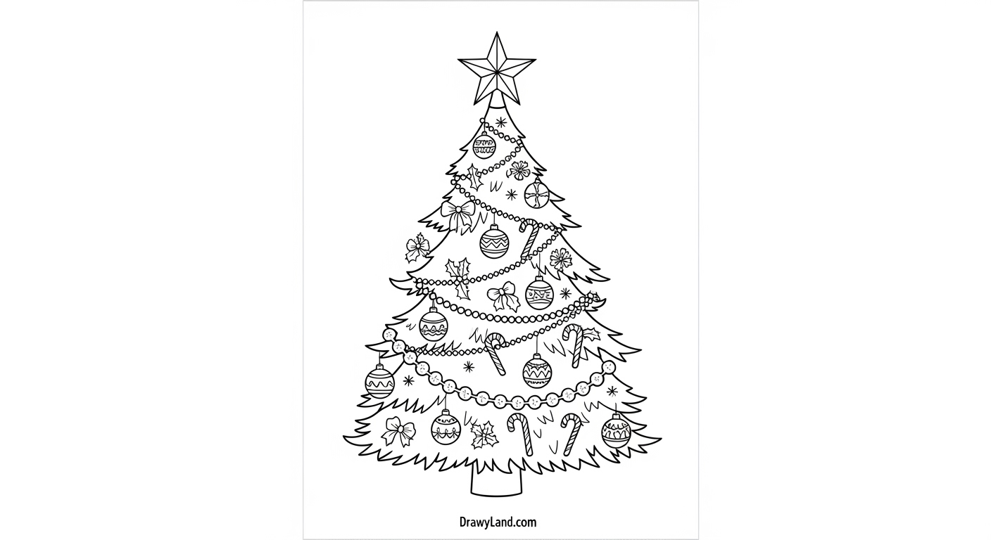 Free Printable Christmas Tree Coloring Pages coloring page of a christmas tree with a star topper