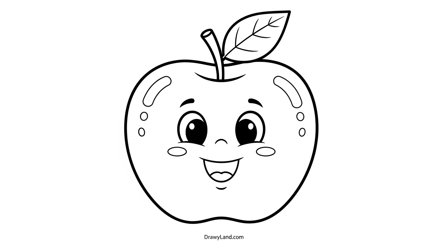 Free Printable Color Numbers Pages for Preschoolers A happy number one with a single apple to color.