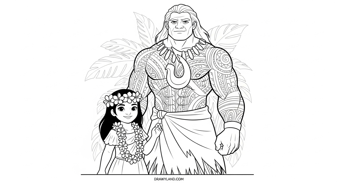 Awesome & Free Printable Moana Coloring Pages moana and maui coloring pages adventure