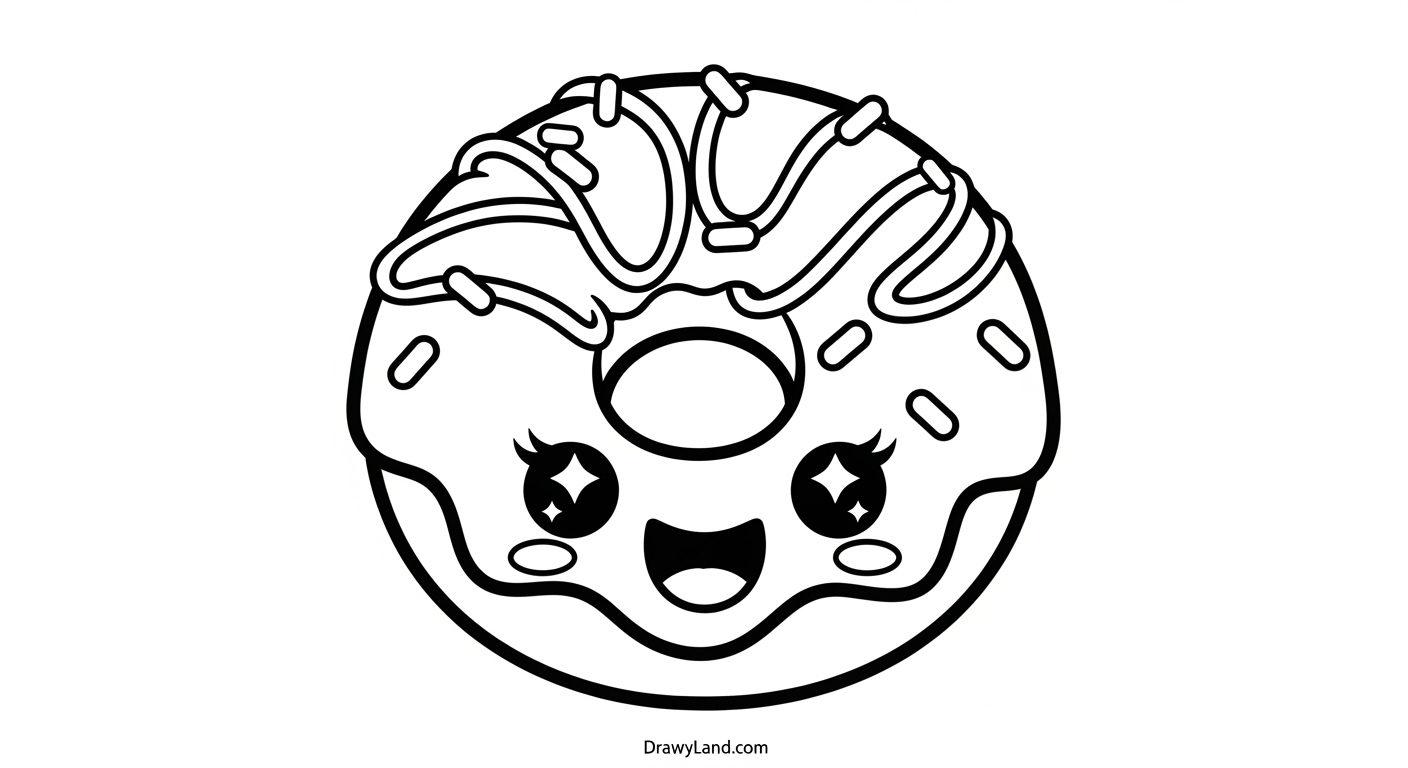 Adorable & Free Printable Cute Food Coloring Pages adorable food coloring sheet with a smiling cupcake and donut