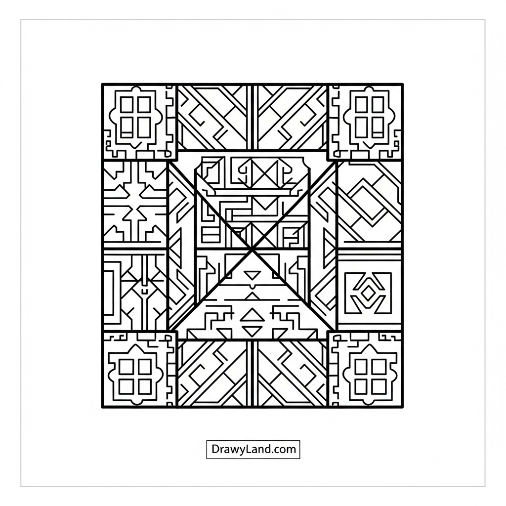 a charming barn quilt coloring sheet printable