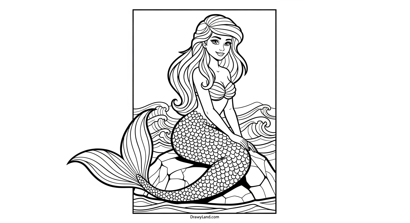 Free Printable Realistic Mermaid Coloring Pages lifelike mermaid princess drawing for coloring