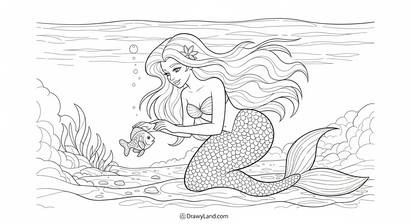 Free Printable Realistic Mermaid Coloring Pages intricate mermaid tail pattern coloring sheet