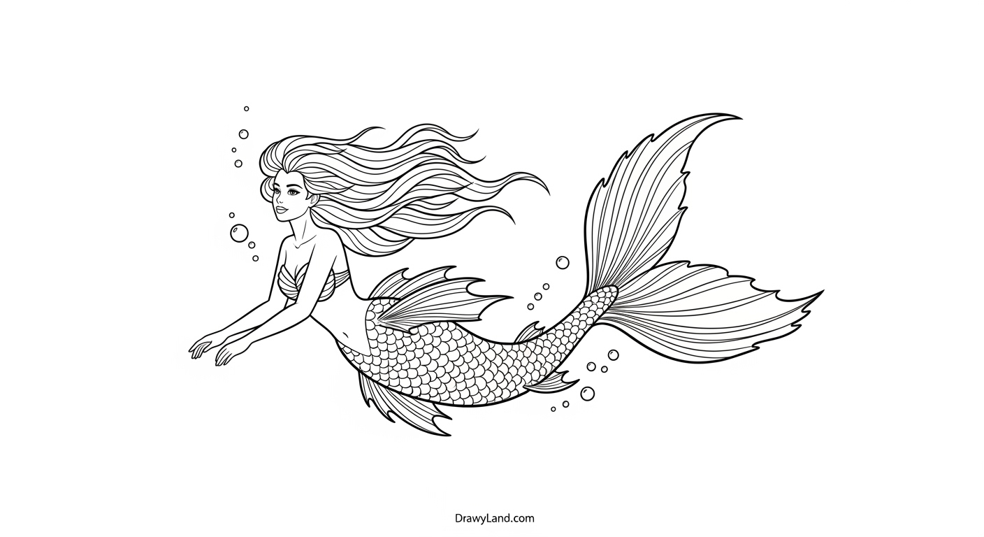 Free Printable Realistic Mermaid Coloring Pages beautiful realistic mermaid coloring page for kids