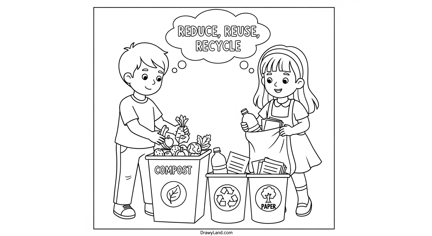 Free Printable Recycling Coloring Sheets for Kids Printable coloring page of a garbage truck recycling