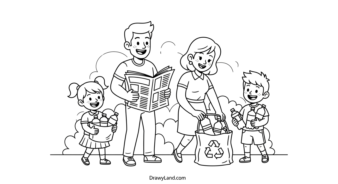 Free Printable Recycling Coloring Sheets for Kids Free printable recycling bin sorting game coloring activity