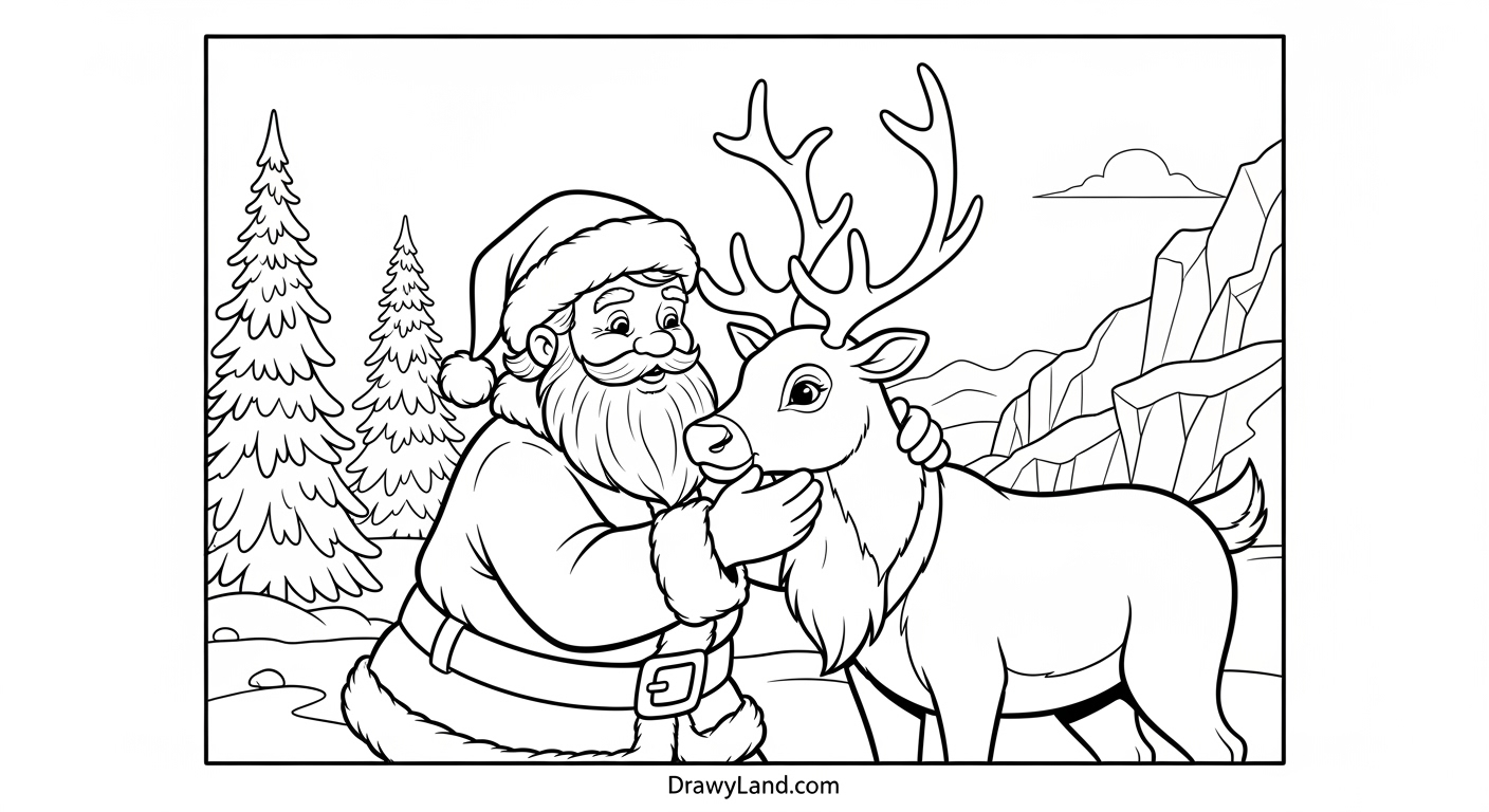 Free Printable Reindeer and Santa Coloring Pages Reindeer pulling Santa's sleigh coloring page printable