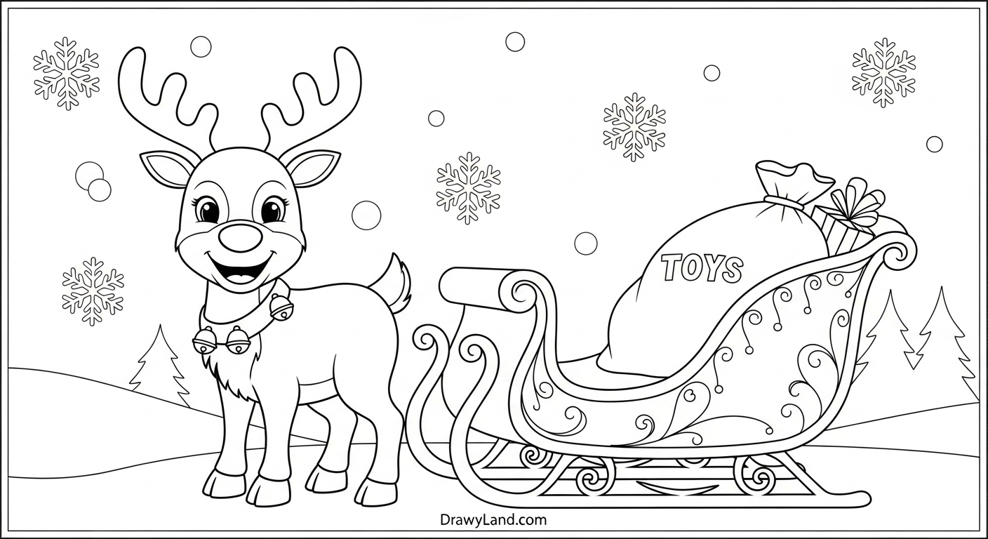 Free Printable Reindeer and Santa Coloring Pages Cute Santa Claus with his reindeer coloring sheet