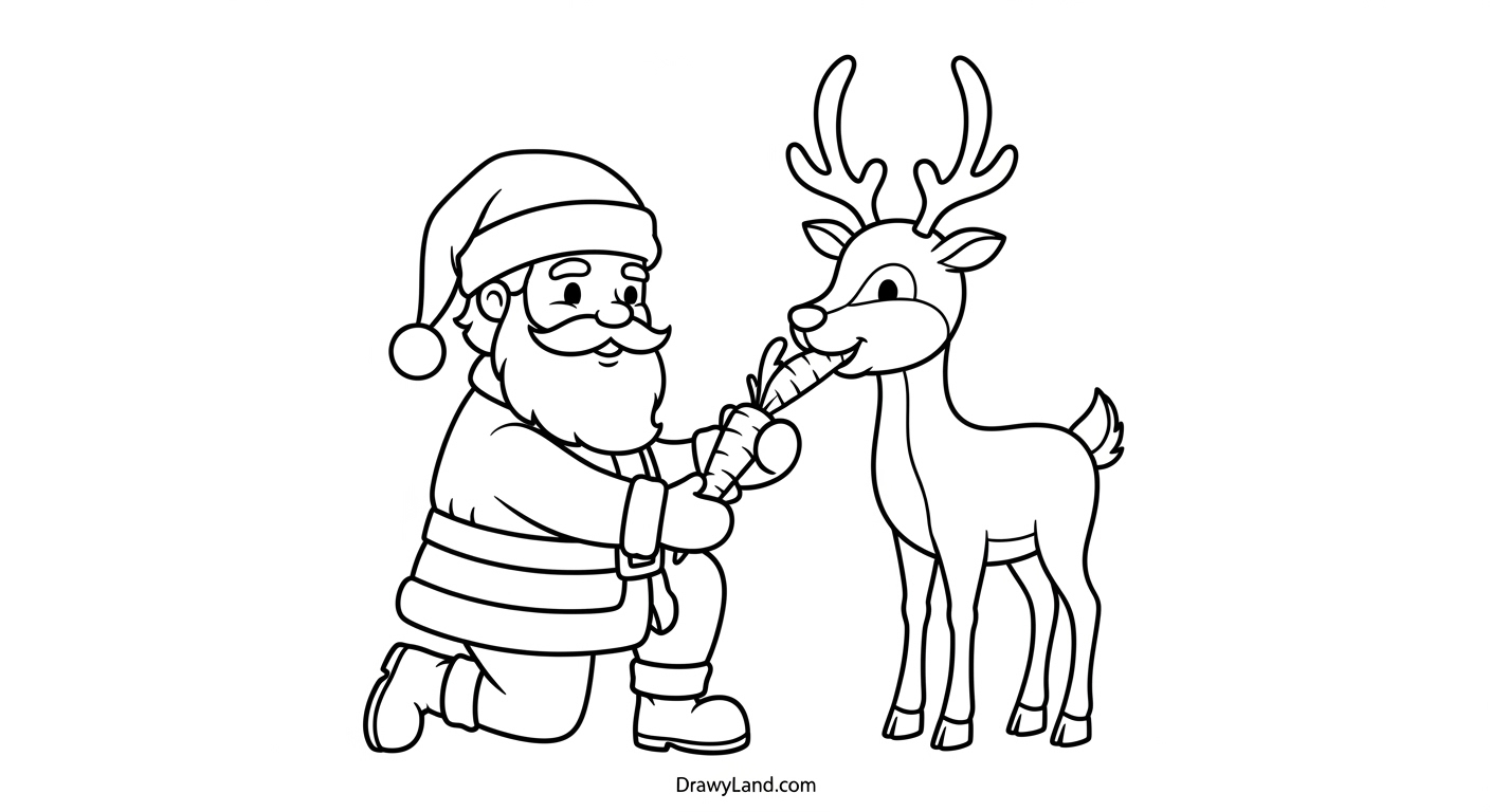 Free Printable Reindeer and Santa Coloring Pages Easy Santa and reindeer coloring printable for toddlers