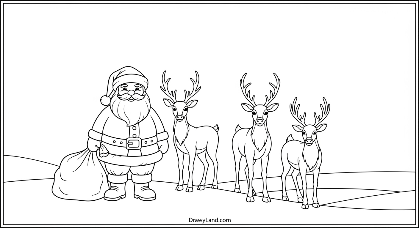 Free Printable Reindeer and Santa Coloring Pages Christmas craft idea using Santa and reindeer coloring sheets