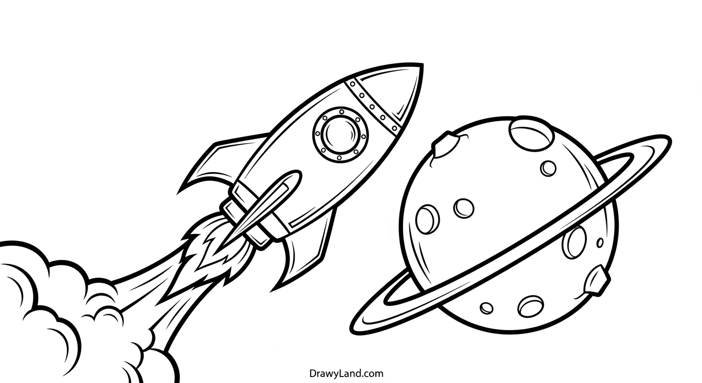Free Printable Rocket Ship Coloring Page Fun cartoon rocket ship coloring page design