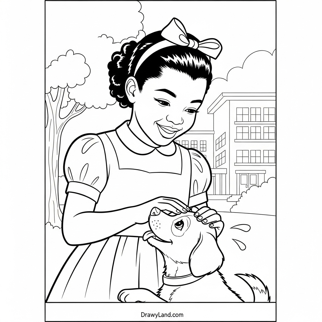 Ruby Bridges goes to school coloring page