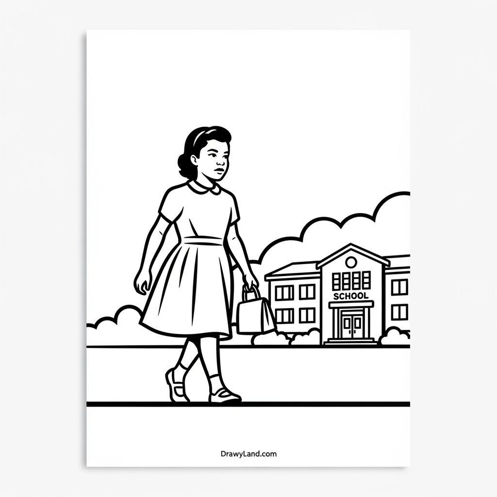Ruby Bridges coloring page for kids to download