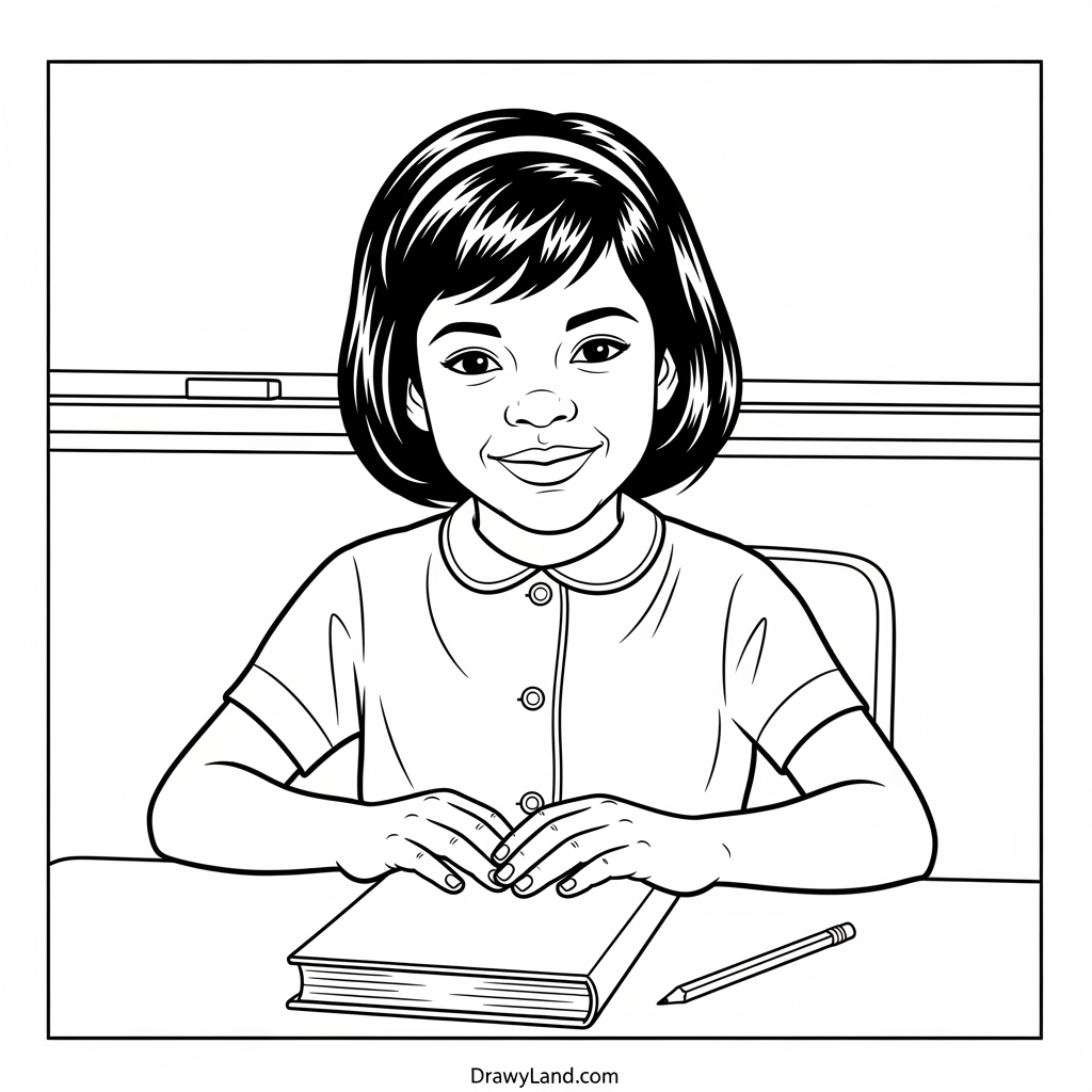 Easy Ruby Bridges coloring sheet for preschool